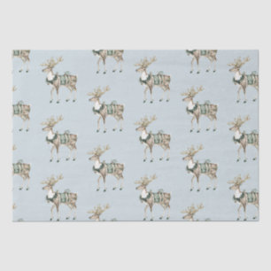 Christmas Blue Green Deer Tissuepapier
