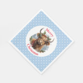 Christmas Blue Highlander Koe Servet (Hoek)