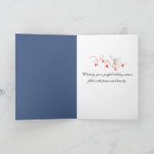 Christmas Blue Jay On a Snowy Pine Kaart (Binnen)