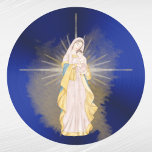 Christmas Blue Nativity Watercolor Ronde Sticker<br><div class="desc">Jesus & Mary Nativity Watercolor on a deep blue background</div>