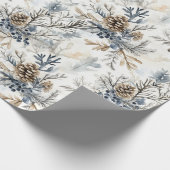 Christmas Blue Pine Cones   Cadeaupapier (Hoek)