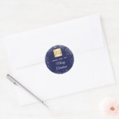 Christmas blue silver glitter business logo ronde sticker (Envelop)