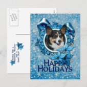 Christmas - Blue Snowflake - Corgi Feestdagenkaart (Voorkant / Achterkant)