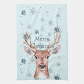Christmas Blue Snowflakes Deer  Theedoek (Verticaal)