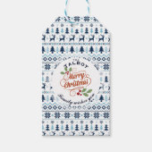 CHRISTMAS Blue Traditional gepersonaliseerd Gift L Cadeaulabel (Voorkant)
