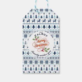 CHRISTMAS Blue Traditional gepersonaliseerd Gift L Cadeaulabel