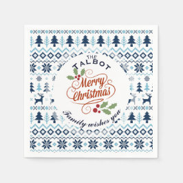 CHRISTMAS Blue Traditional personalized P Napkin Servet