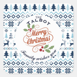 CHRISTMAS Blue Traditional personalized R Sticker