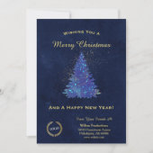Christmas Blue Tree Business Logo Feestdagenkaart (Voorkant)