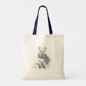 Christmas Blue White Chic Deer & Fox Tote Bag (Achterkant)