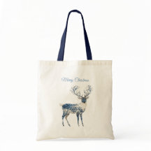 Christmas Blue White Chic Deer & Fox