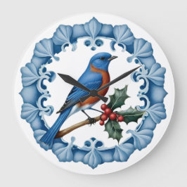CHRISTMAS BLUEBIRD WITH WREATH GROTE KLOK
