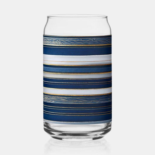 Christmas Blues Stripes Blauw Wit Blikvorm Glas (Achterkant)