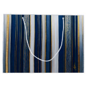 Christmas Blues Stripes blauw wit goud Groot Cadeauzakje (Achterkant)