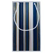 Christmas Blues Stripes blauw wit goud Klein Cadeauzakje (Achterkant)