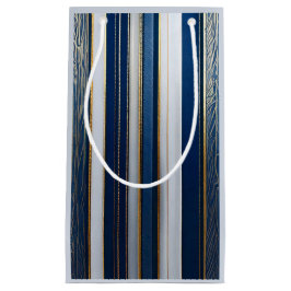 Christmas Blues Stripes blauw wit goud Klein Cadeauzakje