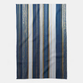Christmas Blues Stripes blauw wit goud Theedoek (Verticaal)