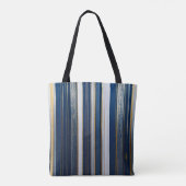 Christmas Blues Stripes blauw wit goud Tote Bag (Achterkant)