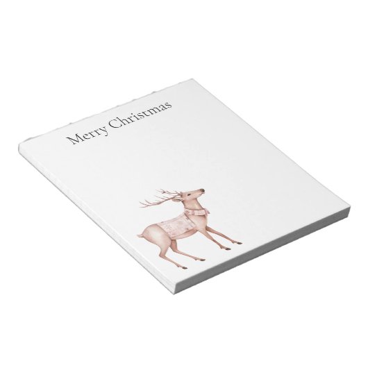 Christmas Blush Pink Deer Notitieblok (Schuin)
