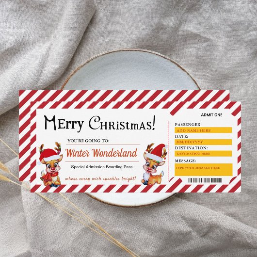 Christmas Boarding Pass Ticket Gift Kaart