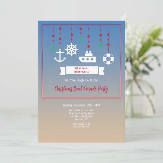 Christmas Boat Mobile Kaart (Staand voorkant)