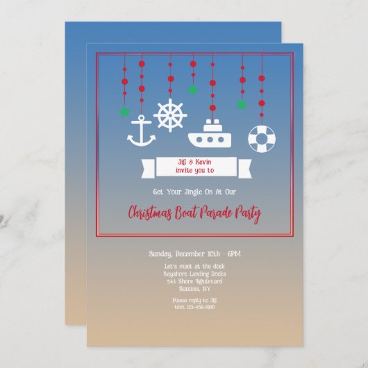 Christmas Boat Mobile Kaart (Voorkant / Achterkant)