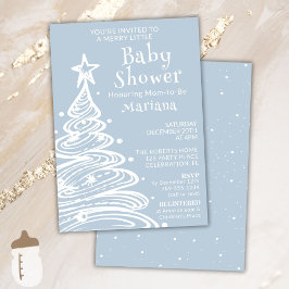 Christmas Boho Blue Boy Baby shower Kaart