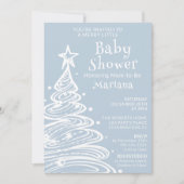 Christmas Boho Blue Boy Baby shower Kaart (Voorkant)
