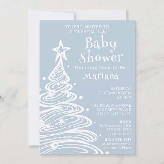 Christmas Boho Blue Boy Baby shower Kaart (Voorkant)