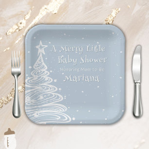 Christmas Boho Blue Boy Baby shower Papieren Bordje