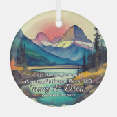 Christmas Boho Glacier National Park verloofd paar Glas Ornament (Voorkant)