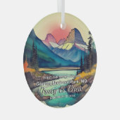 Christmas Boho Glacier National Park verloofd paar Glas Ornament (Voorkant Rechts)