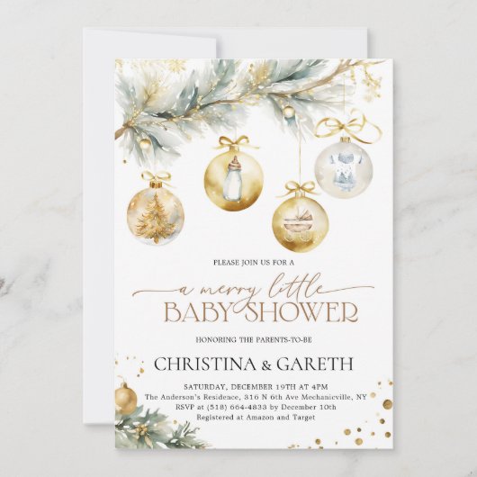 Christmas Boho Merry Little Baby shower Kaart (Voorkant)
