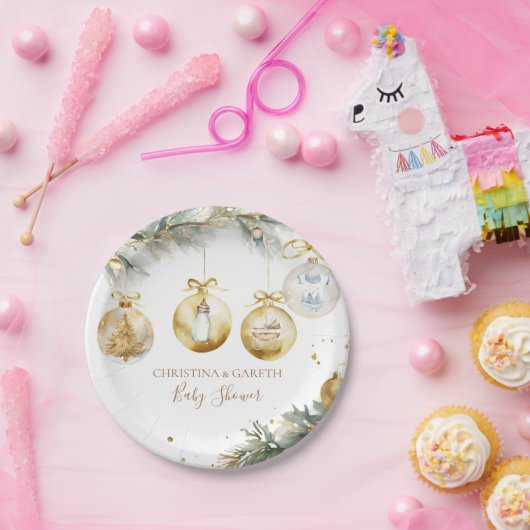 Christmas Boho Merry Little Baby shower Papieren Bordje (Feest)