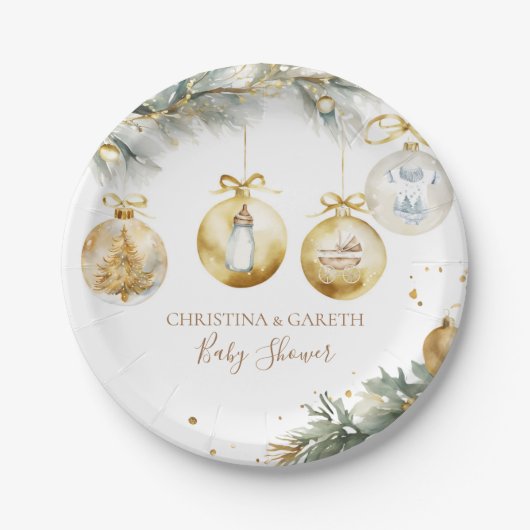 Christmas Boho Merry Little Baby shower Papieren Bordje (Voorkant)