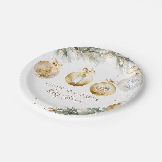 Christmas Boho Merry Little Baby shower Papieren Bordje (Gekanteld)