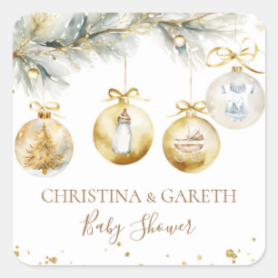 Christmas Boho Merry Little Baby shower Vierkante Sticker