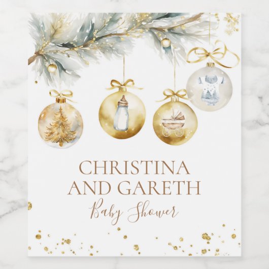 Christmas Boho Merry Little Baby shower Wijn Etiket (Enkel label)
