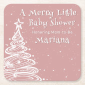Christmas Boho Pink Boy Baby shower Kartonnen Onderzetters (Voorkant)