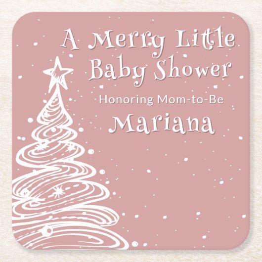 Christmas Boho Pink Boy Baby shower Kartonnen Onderzetters (Voorkant)