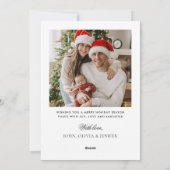  Christmas Boho Red Bow Ribbon 2 Photo Feestdagenkaart (Achterkant)