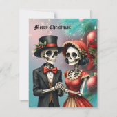 Christmas Bone Romance, A festive skeleton couple. Feestdagenkaart (Voorkant)