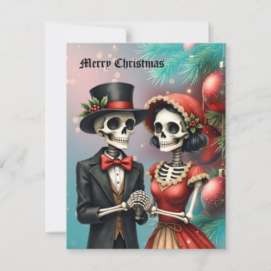 Christmas Bone Romance, A festive skeleton couple. Feestdagenkaart (Voorkant)
