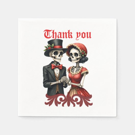 Christmas Bone Romance, A festive skeleton couple. Servet (Voorkant)