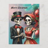 Christmas Bone Romance, een feestelijk skeletkoppe Feestdagenkaart (Voorkant)
