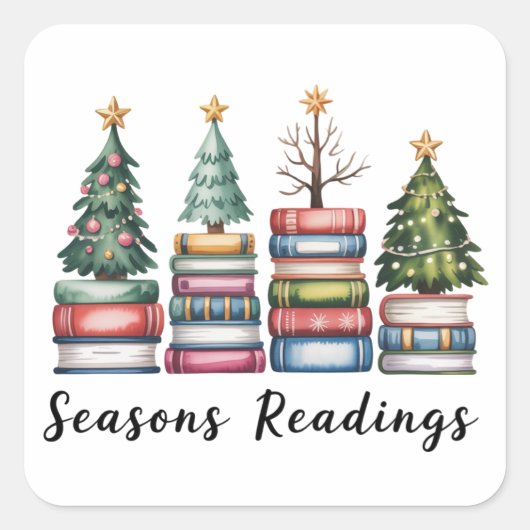Christmas Book Lover Teacher Reading Season Xmas Vierkante Sticker (Voorkant)
