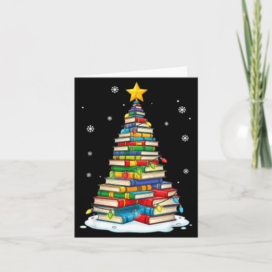 Christmas Book Tree Funny Librarians Books Lover Kaart (Voorkant)