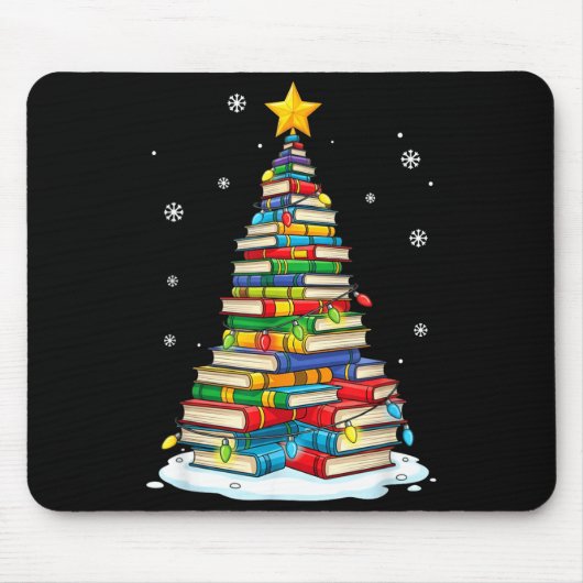 Christmas Book Tree Funny Librarians Books Lover  Muismat (Voorkant)