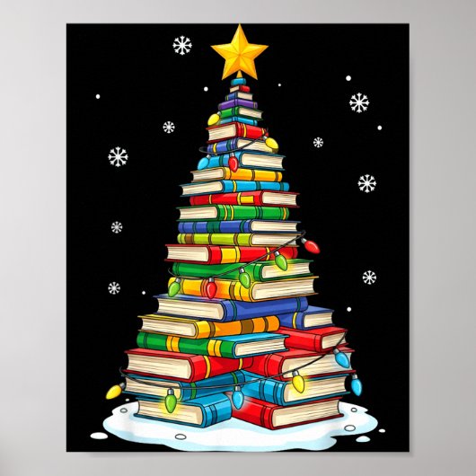 Christmas Book Tree Funny Librarians Books Lover Poster (Voorkant)