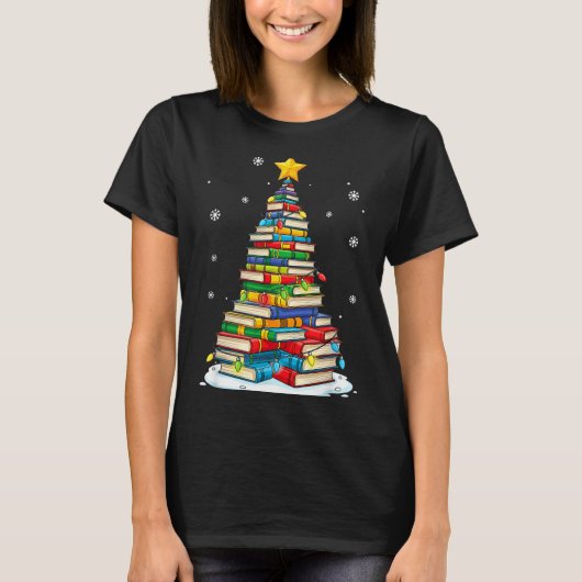 Christmas Book Tree Funny Librarians Books Lover  T-shirt (Voorkant)